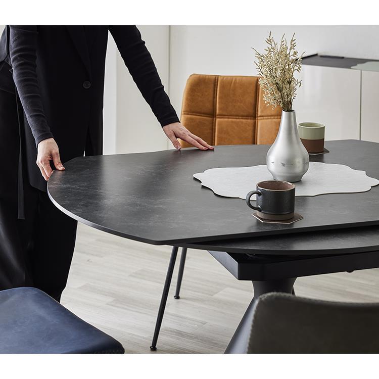 モニカ 伸長式 ダイニングテーブル DGY ダークグレー(80－120