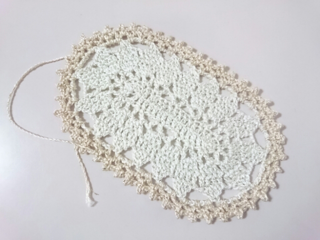 希少 フランス アンティーク レース編み 楕円形ドイリー 希少 フランス