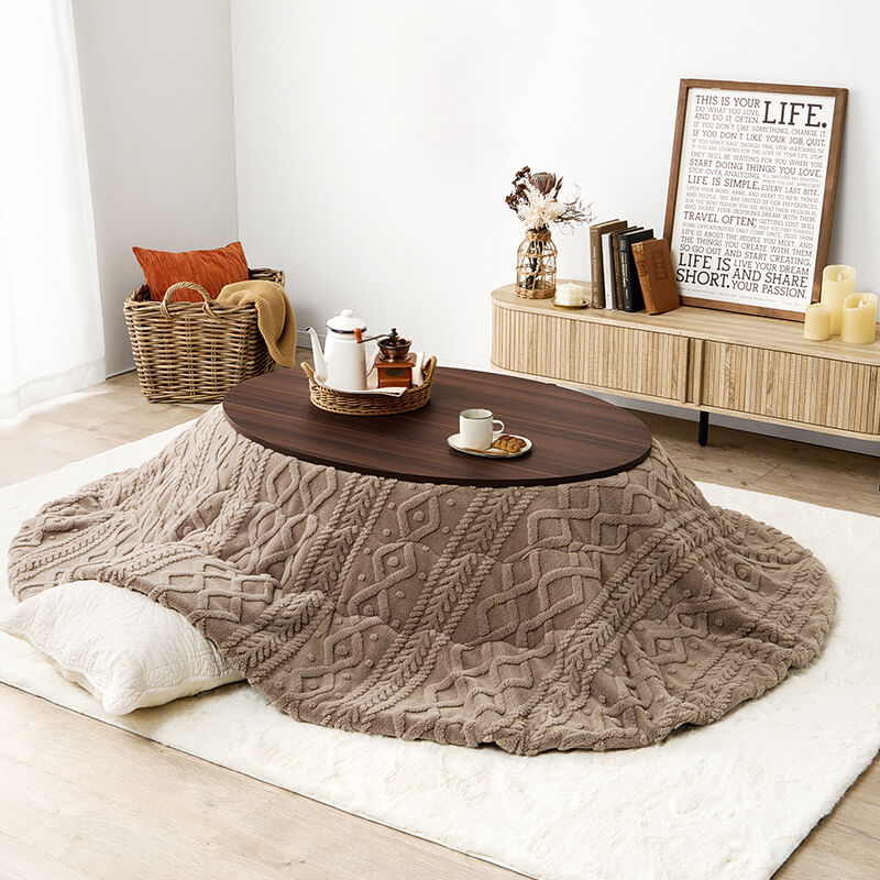 リバーシブル楕円形・円形こたつ [幅80/105][単品/セット] abel+Luna