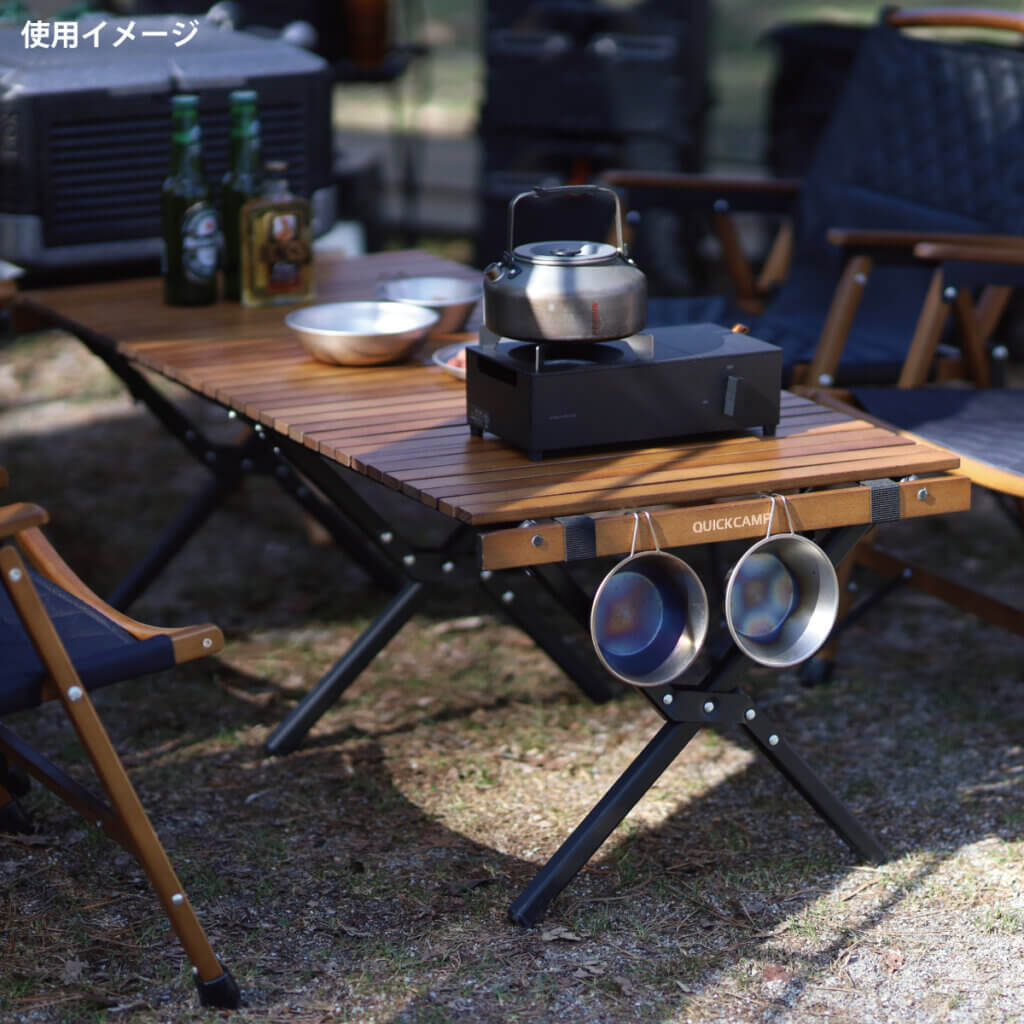 X脚 スリムウッドロールローテーブル 120×50cm ｜商品｜QUICKCAMP