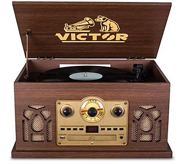 Victor Belmont 8-in-1 Wood Music Center - QVC.com