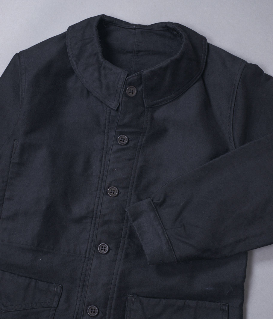 40's ブラックモールスキンフレンチワークジャケット - Fresh Service