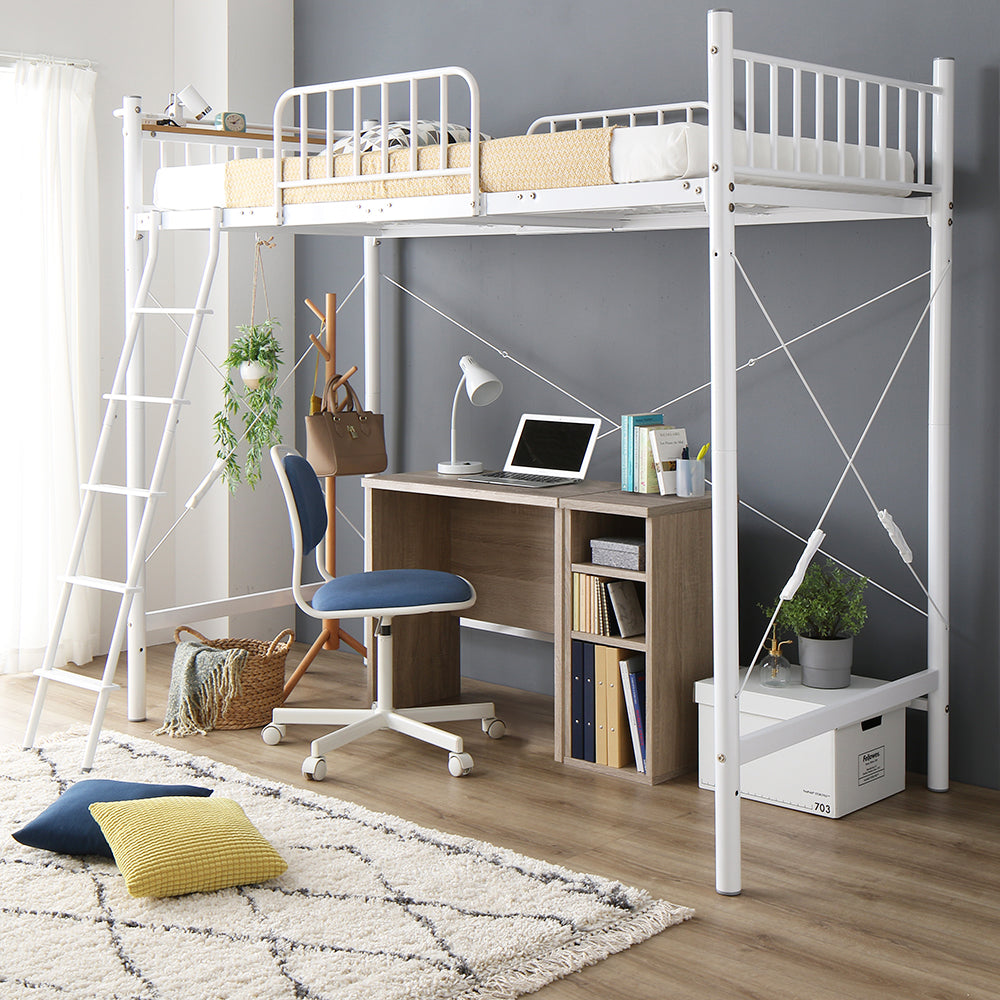 デスク・ラック付きも選べる ロフトベッド（ベッドフレーム+デスク+
