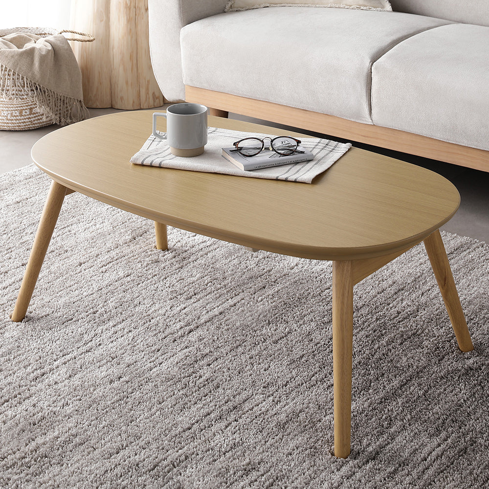 オーバル 楕円 細脚折りたたみ式 こたつテーブル単品 幅90×50cm