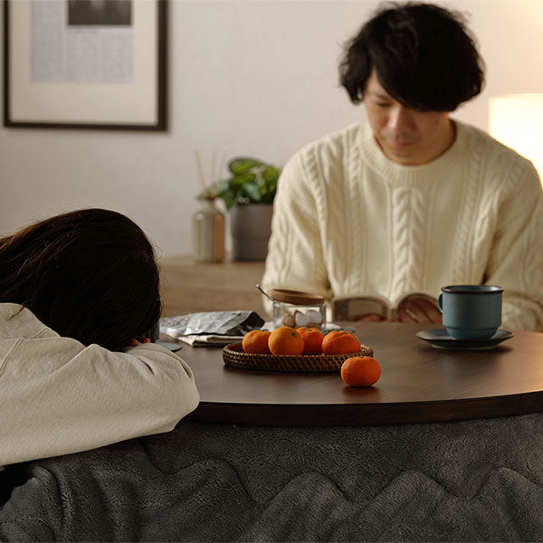 円形 天然木突板 こたつテーブル 85cm オーク/一年中使えるおしゃれな