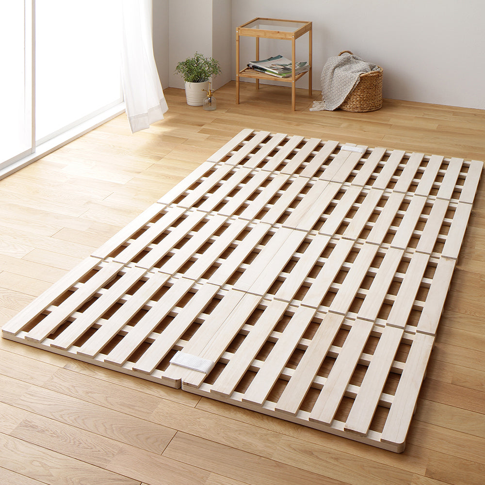 四つ折り 天然桐すのこ/通気性抜群の天然木 コンパクトに収納できる