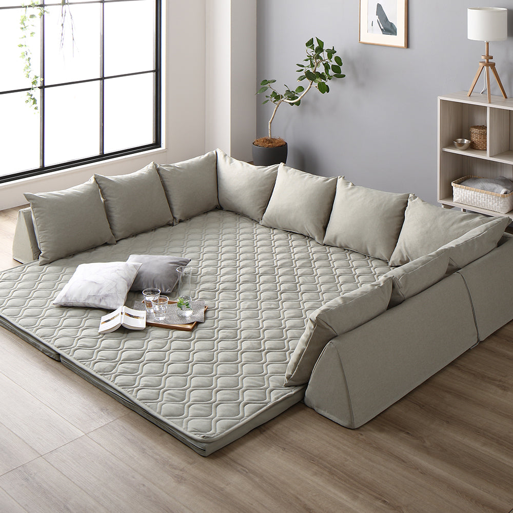 洗えるラグパット付き フロアソファ L型タイプ/オールシーズン