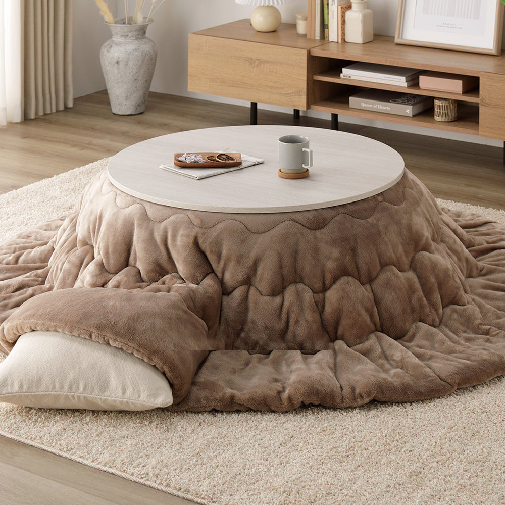 円形こたつ 2点セット(こたつテーブル+掛け布団)/届いてすぐに使える