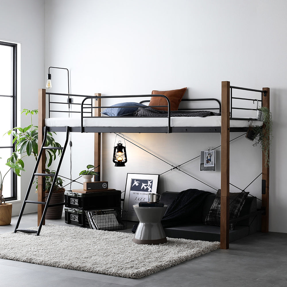 高さが選べる 異素材MIX ロフトベッド 『Secrete スクレート』ミドル