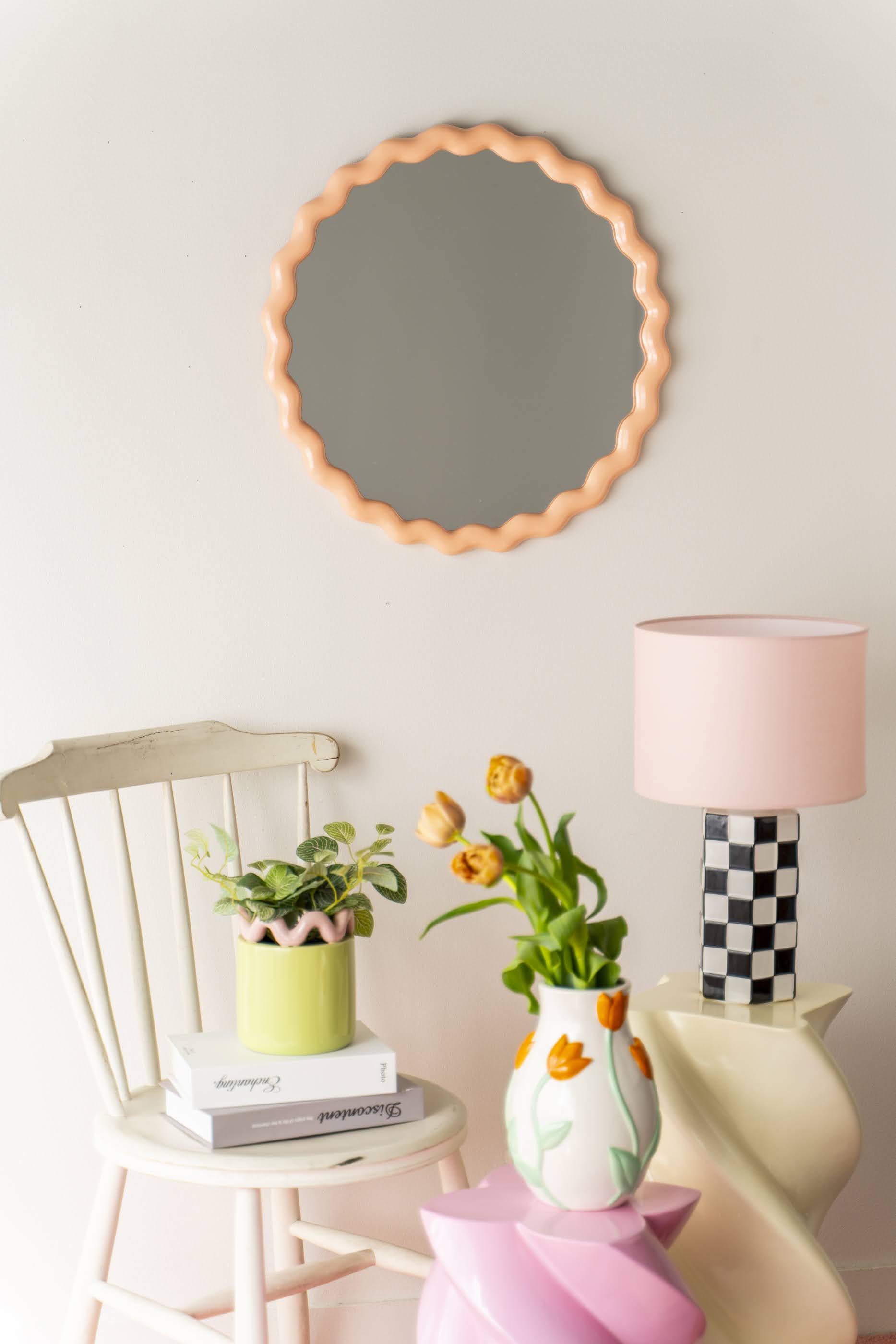 ウェーブミラー ピンク – R deco interiors