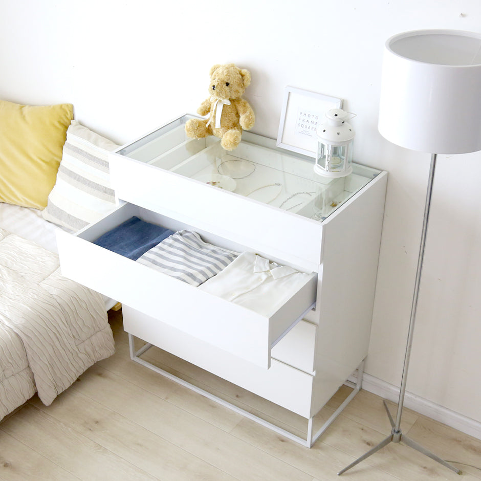 doris ガラスコレクションケース付き チェスト アヴェント