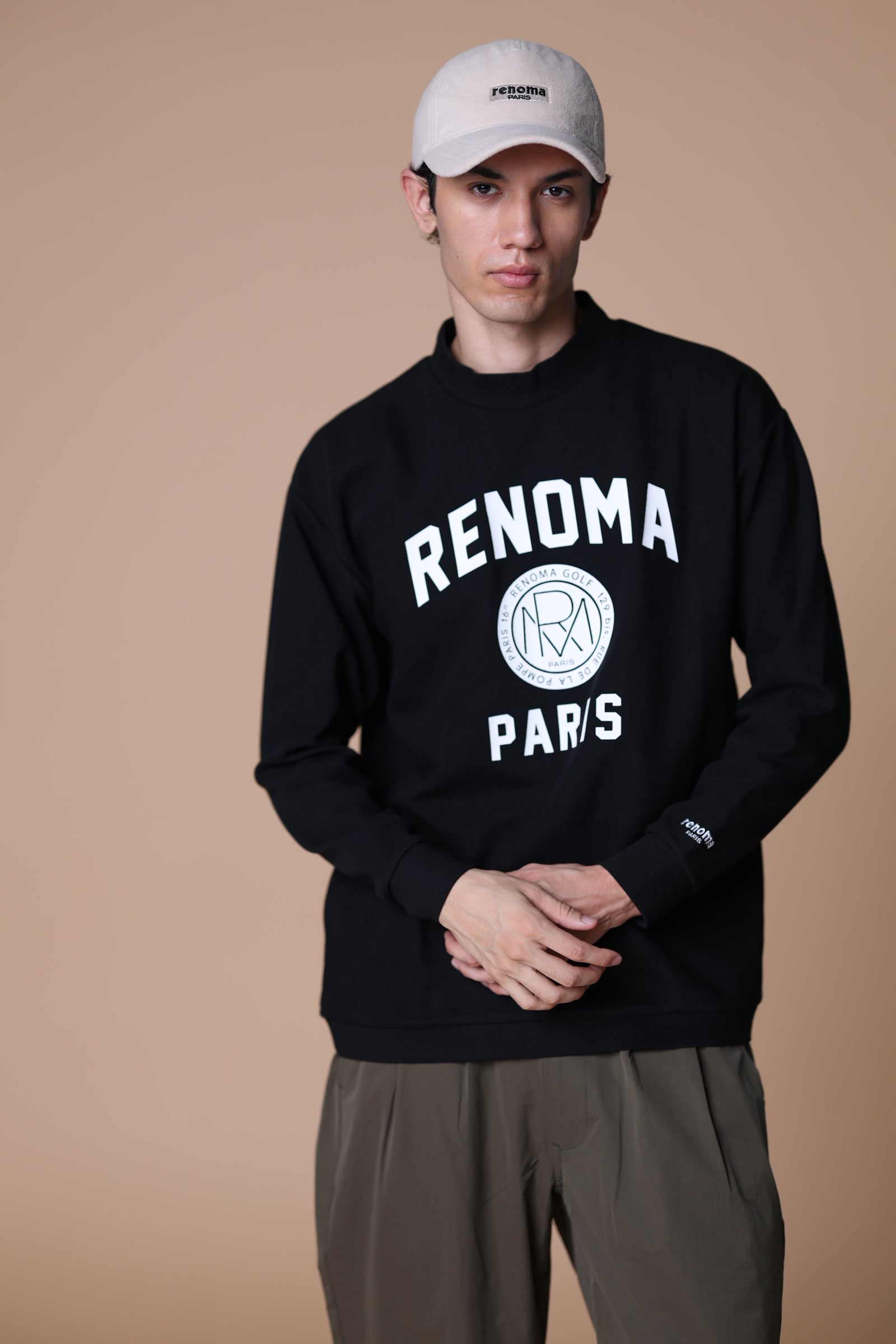 BASIC COLLEGE LOGO MOCK NECK T LS – renoma golf