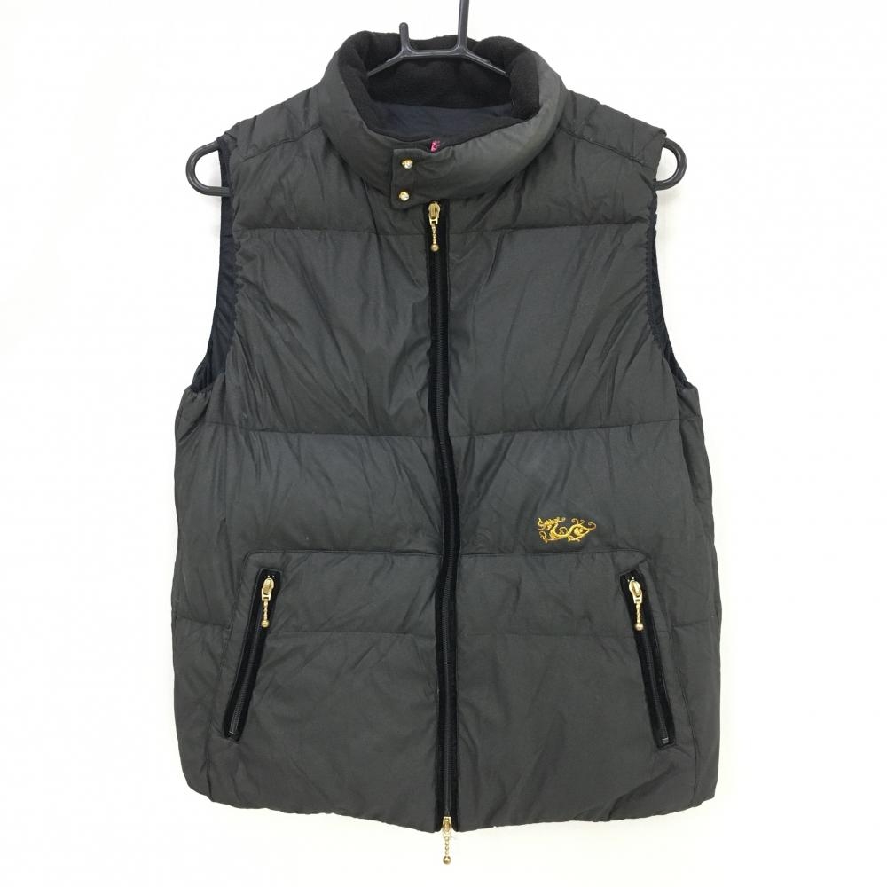 ダンスウィズドラゴン ダウンベスト 黒 ラメ レディース 4(XL) ゴルフ