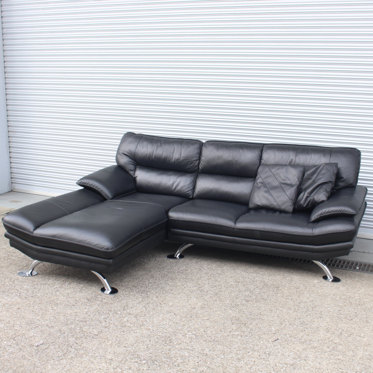 ニトリ ロゾ4 本革 右カウチソファ 牛革 合成皮革 セミハイバック