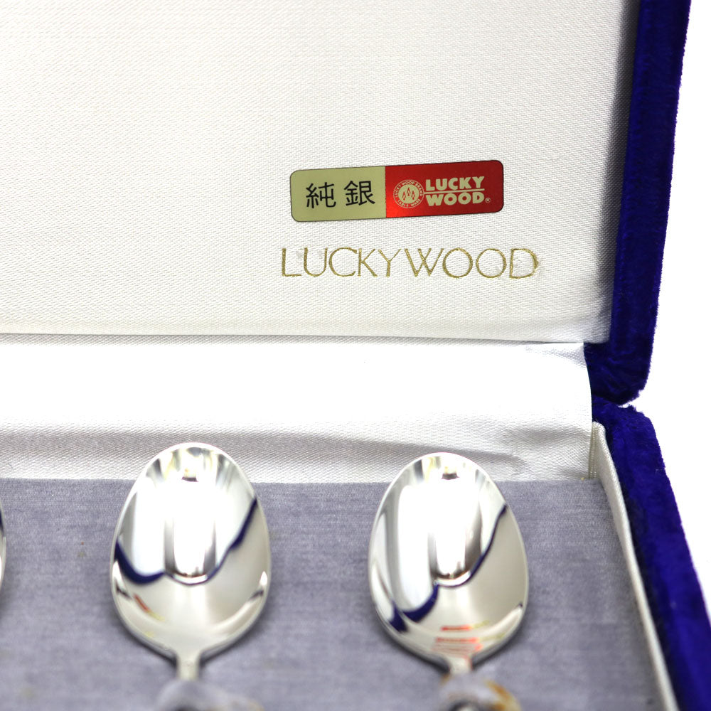 中古】 スプーン LUCKY WOOD製 5本 セット シルバー950 ユニセックス