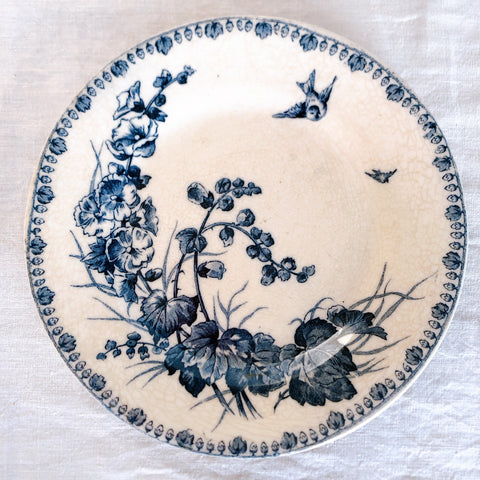 フランスアンティークプレート GIEN ジアン''BOSQUET''ブルー