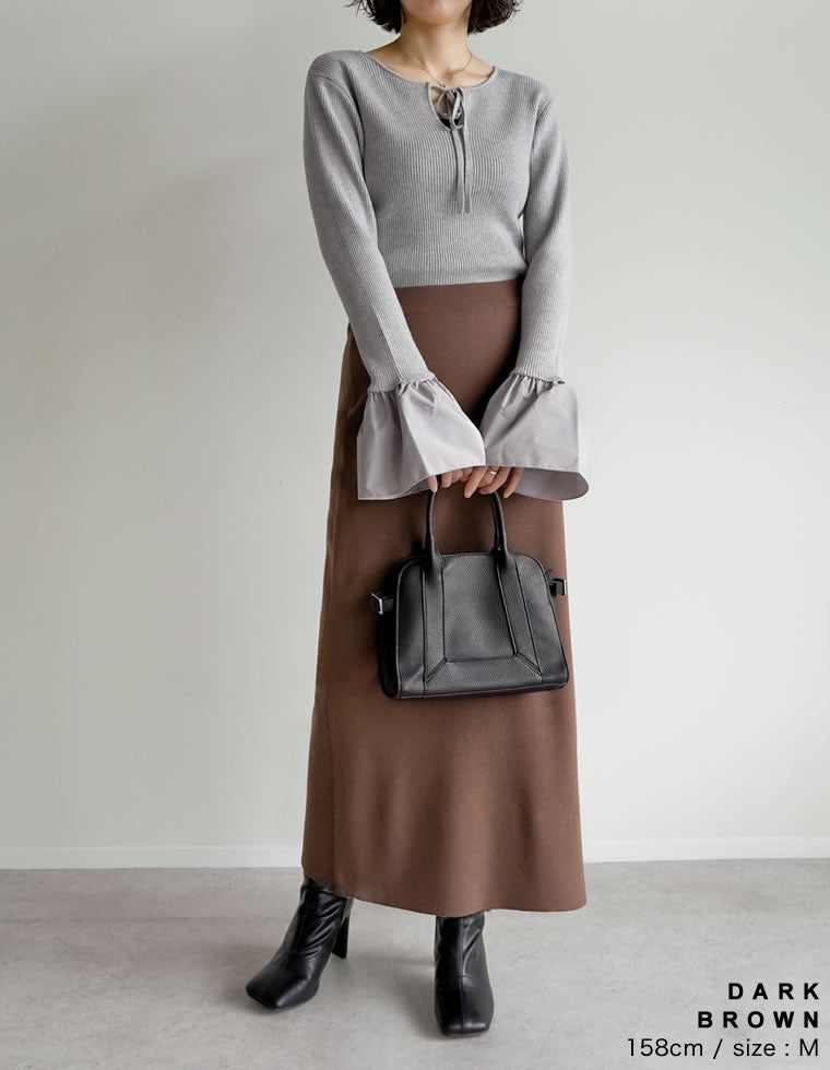 まろ】ブリーフィングニットスカートインナーパンツ一体型 黒 Sサイズ