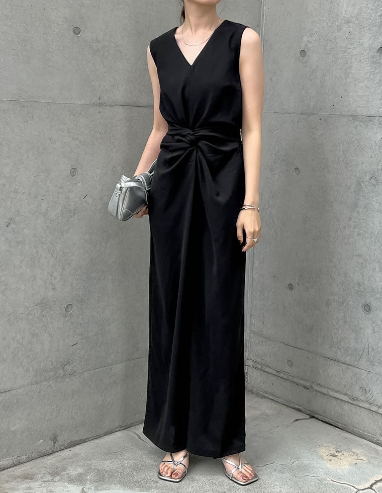 ウエストリボンノースリーブオールインワン - オールインワン通販