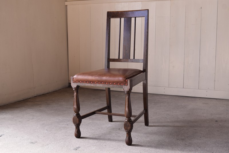 アンティーク ナラ材×レザー 洋館のハイバックチェア | REFACTORY antiques