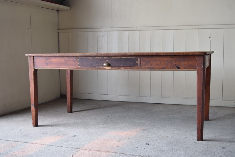 イギリスアンティーク オールドパイン 引き出し付 6人掛けダイニング