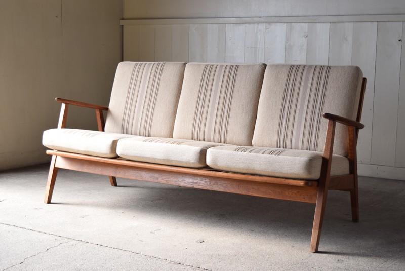 ヴィンテージ デンマーク製 チーク材×オーク材 3シーターソファ