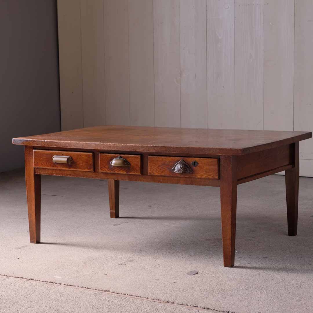 アンティーク ナラ材無垢 木味ローテーブル | REFACTORY antiques