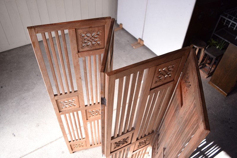 アンティーク チーク材 透かし彫り 衝立 | REFACTORY antiques