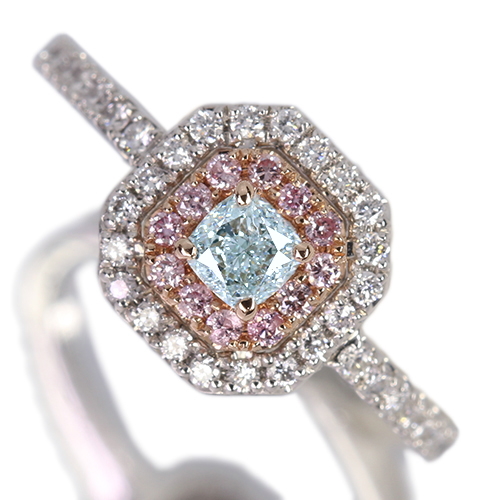 ブルーダイヤモンド 0.286ct/LGB/VS2 ピンクダイヤモンド 0.08ct