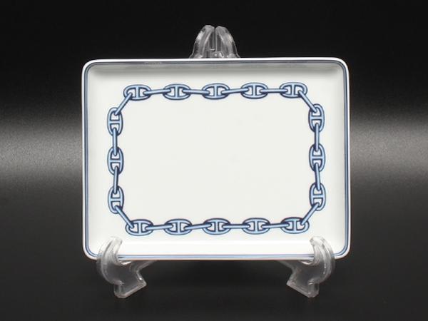 美品 HERMES スクエアプレート 皿 16cm シェーヌダンクル エルメス