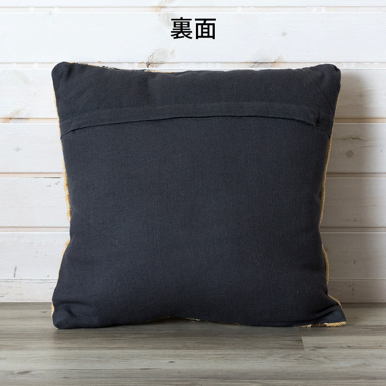 クッション ネイティブ柄 インド製 45cm × 45cm Fタイプ ベージュ
