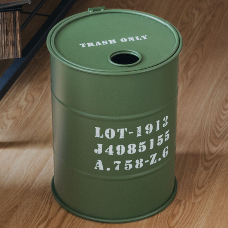 ヴィンテージオイル缶型ダストボックス(91126)【生活雑貨のELEMENTS