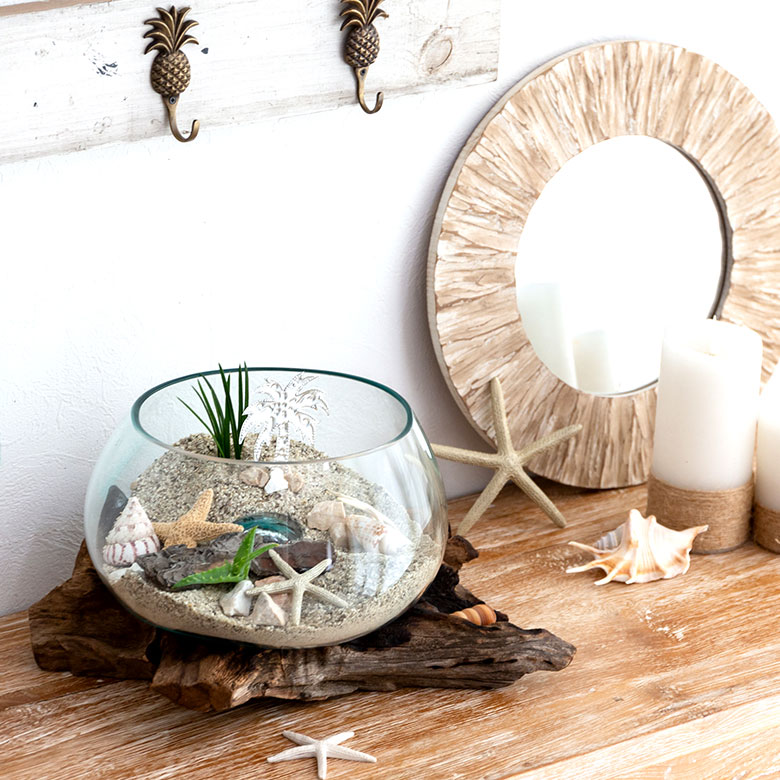 ガラスと流木のプランターオブジェ Lサイズ(12162) 【生活雑貨の