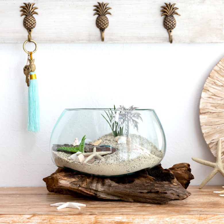 ガラスと流木のプランターオブジェ Lサイズ(12162) 【生活雑貨の