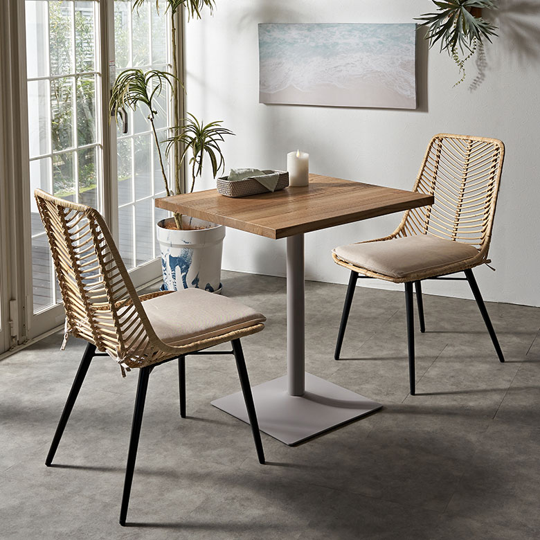 テーブルセット カフェテーブルセット 3点 チェア 2脚 長方形 木製