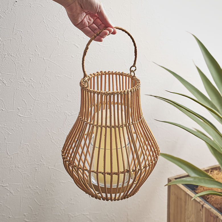 ランタン 籐 ラタン ガラス 手持ち付き ライト ケース カバー ホルダー