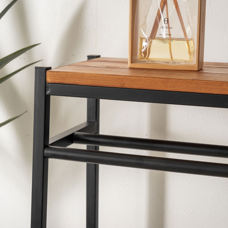 ハンガーラック 木製 ポールハンガー ブラックアイアンフレーム家具