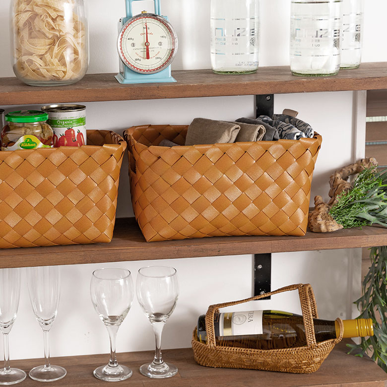 かご バスケット 洗える 白樺風 籠 ポリエチレン製 浅形タイプ 約 W 18