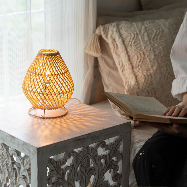 テーブルライト ラタン 籐 ランプシェード 口金 E12 LED対応 約 W 16cm