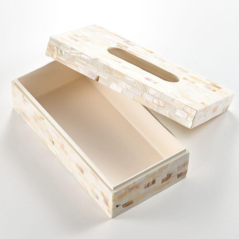 ティッシュケース ティッシュボックス シェル パールシェル ウッド 貝