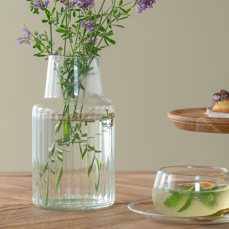 フラワーベース 花瓶 ガラス クリア 直径 10cm 高さ 18cm [90425