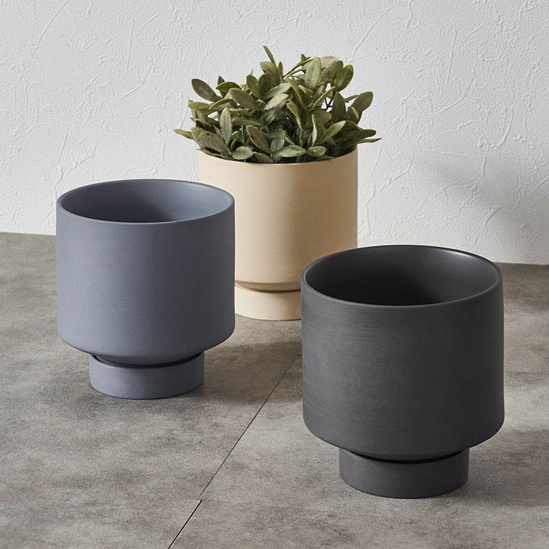 植木鉢 陶器 マット 4号鉢 受皿 底穴あり 小型 ハイタイプ 約 W 13.5cm
