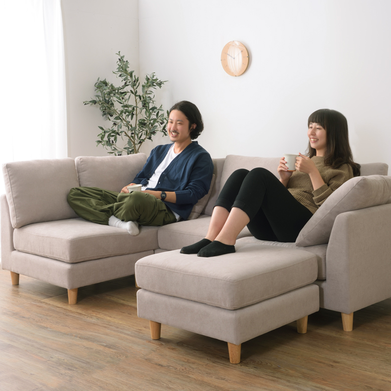 ソファ ソファセット カウチ ポリエステル ベージュ グレー [91491