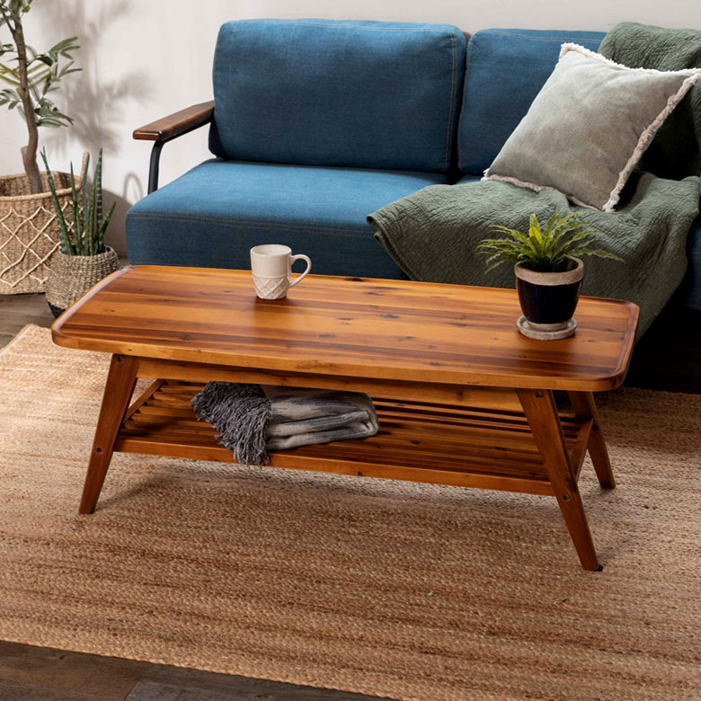 センターテーブル ローテーブル 木 長方形 ナチュラル 幅110×奥行50cm