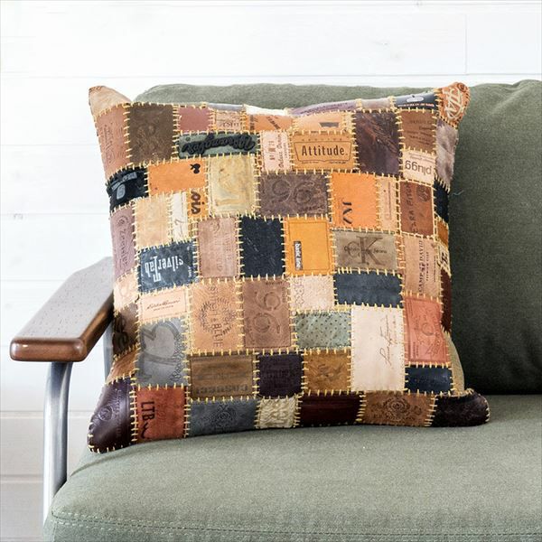 ヌードクッション付き 】パッチワーク レザー クッション 45角 45×45cm