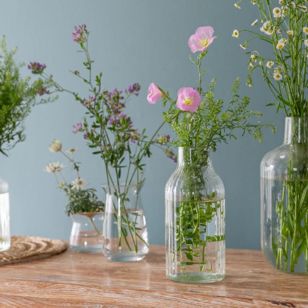 フラワーベース 花瓶 ガラス クリア 直径 9cm 高さ 20cm [90426