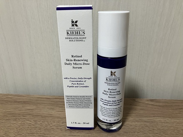 SNSで話題のキールズ レチノールセラムはシワ改善だけでなく、保湿力が