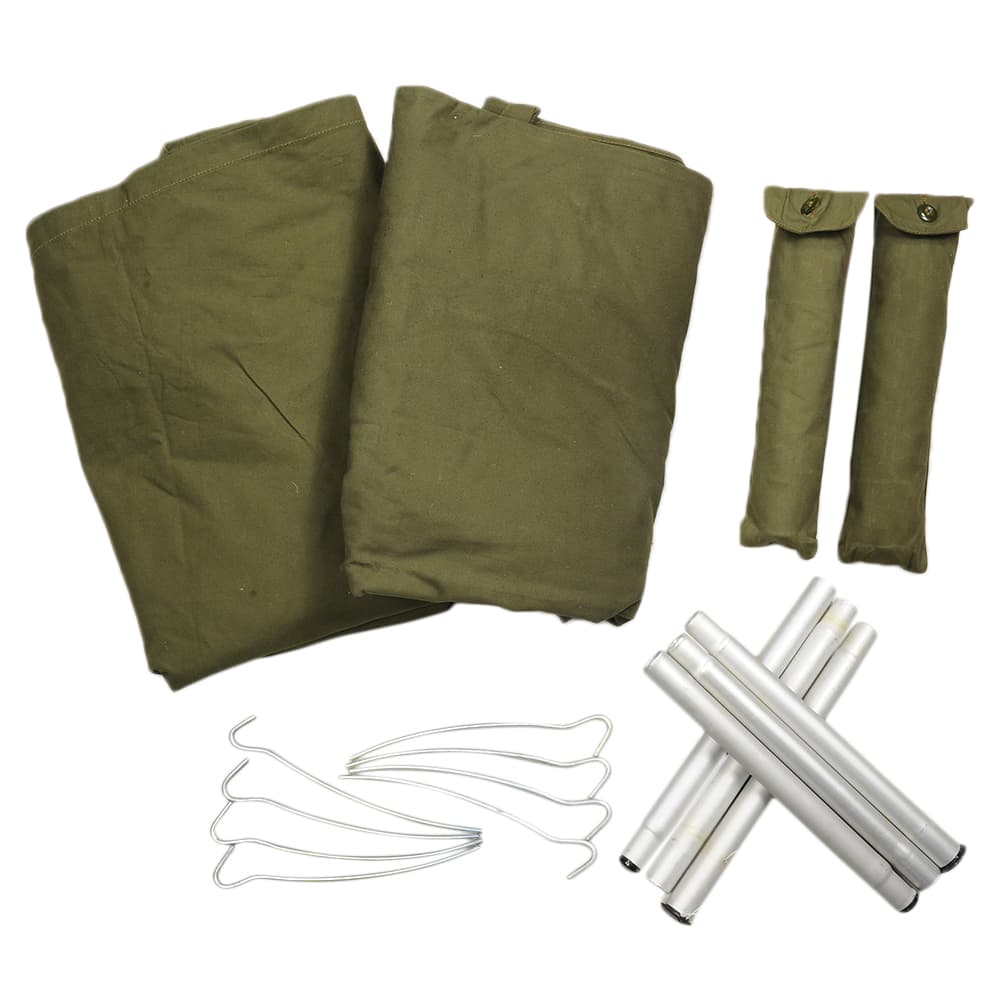 ポーランド軍放出品 テントシート 2枚セット ペグ・ポール付き 軍幕