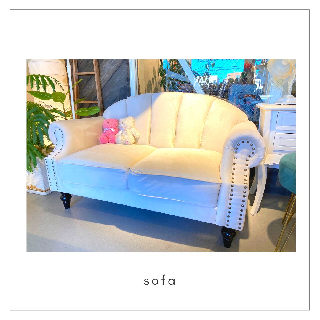 ソファ／クラシカルシェルソファ／貝殻モチーフ／アイボリー | 宇都宮