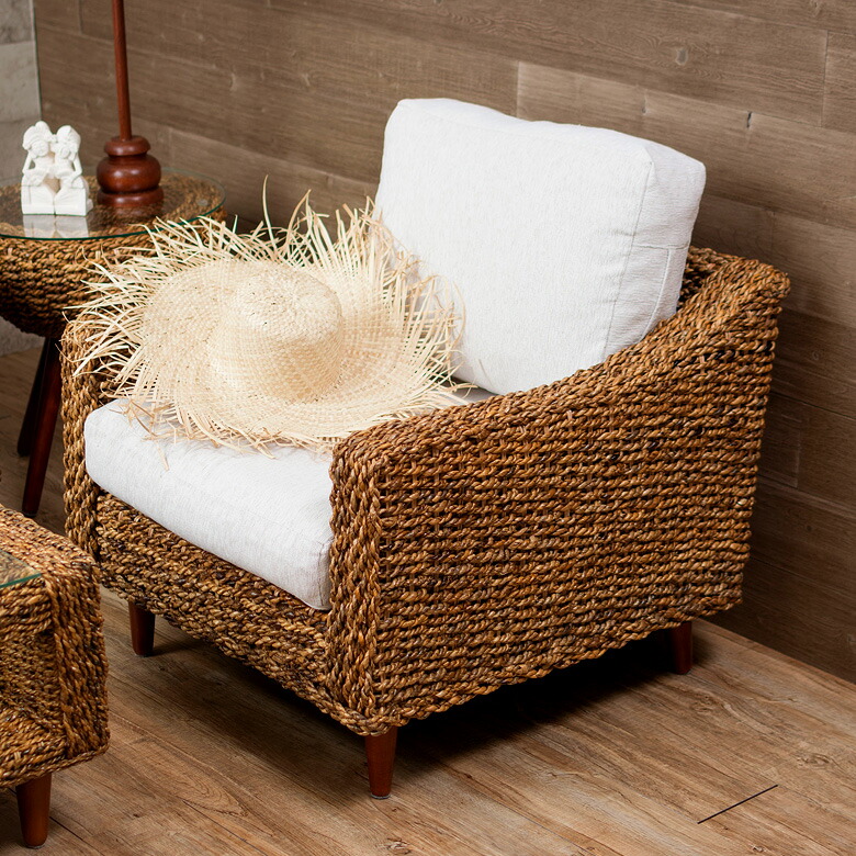 ソファ 1人掛け アバカ素材 本体のみ カバー別売り アジアンテイスト