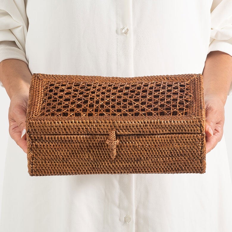 蓋がメッシュになったアタ製小物入れケース[10313]【小物入れ 収納